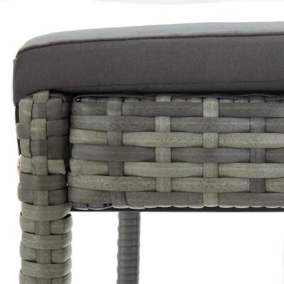 vidaXL Ogrodowe stołki barowe z poduszkami, 4 szt., szare, polirattan
