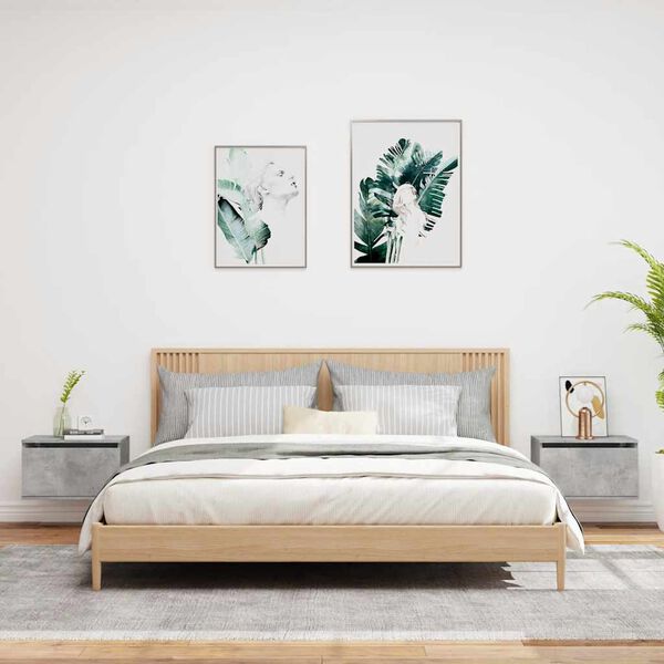 vidaXL Wiszące szafki nocne z LED, 2 szt., szarość betonu