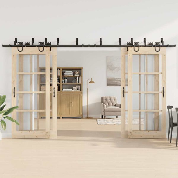 vidaXL System do montażu drzwi przesuwnych, 400 cm, stal, czarny