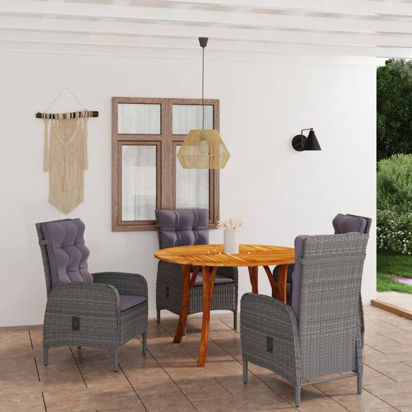 vidaXL 5-częściowy zestaw mebli ogrodowych, szary