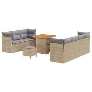 vidaXL Zestaw Sof na Ogr&oacute;d z poduszką 10 pcs beżowo-jasnoszary