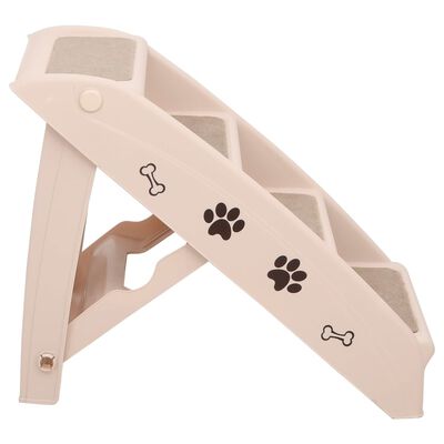 vidaXL Składane schodki dla psa, kremowe, 62 x 40 x 49,5 cm