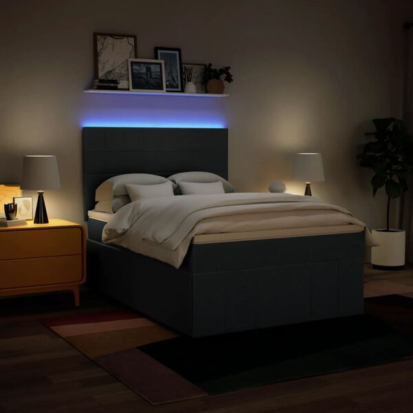 vidaXL Łóżko kontynentalne z materacem, niebieskie, tkanina 140x200 cm