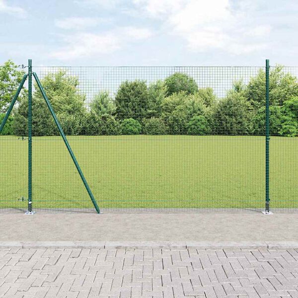vidaXL Ogrodzenie z słupkami Zielony 1.5 x 10 m Stal