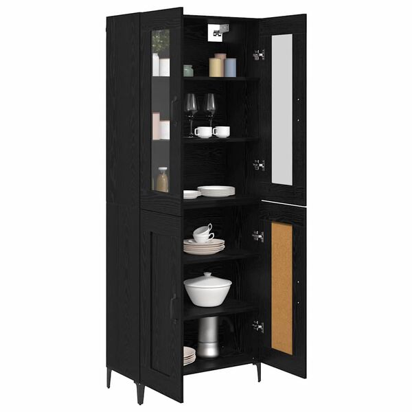 vidaXL Highboard Czarny Dąb 69,5 x 34 x 180 cm Materiał drewnopochodny