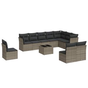 vidaXL 11-cz. zestaw mebli ogrodowych z poduszkami, szary rattan PE