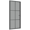 vidaXL Drzwi wewnętrzne, 93x201,5 cm, czarne, szkło ESG i aluminium