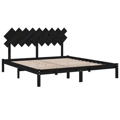 vidaXL Rama łóżka, czarna, 180x200 cm, lite drewno