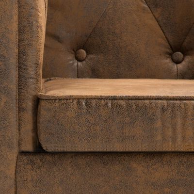 vidaXL Fotel, brązowy, tkanina stylizowana na zamsz