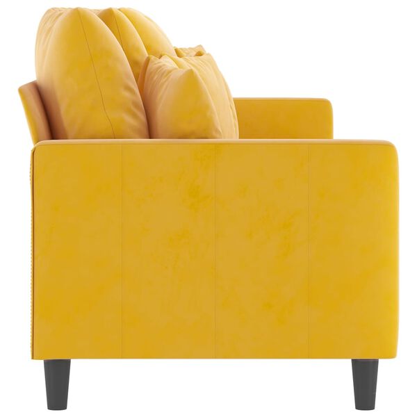 vidaXL Sofa 3-osobowa, ż&oacute;łty, 210 cm, tapicerowana aksamitem