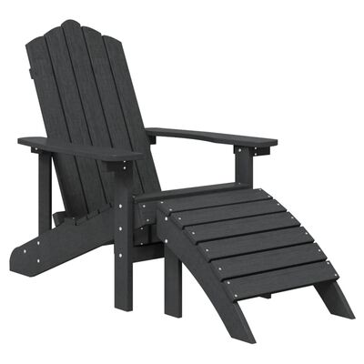 vidaXL Krzesło Adirondack z podnóżkiem, HDPE, antracytowe