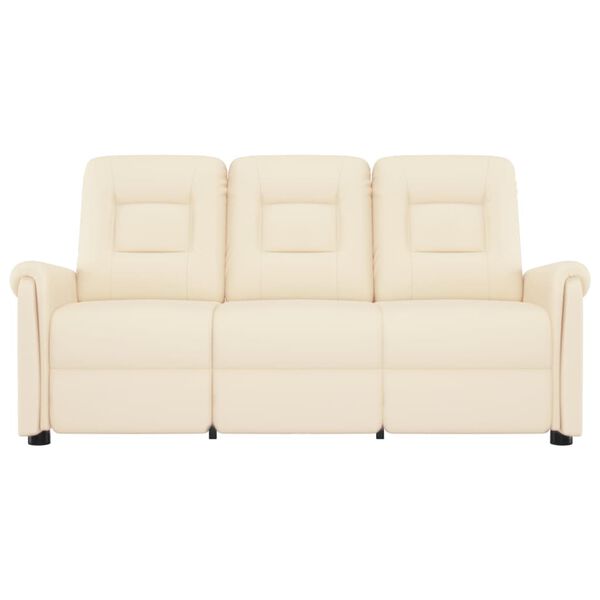 vidaXL Rozkładany fotel masujący, 3-os., kremowy, sztuczna skóra