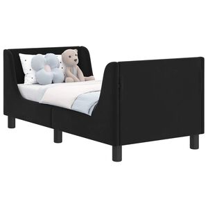 vidaXL Stelaż ł&oacute;żka dla malucha z oparciem Czarny 70 x 140 cm Welur