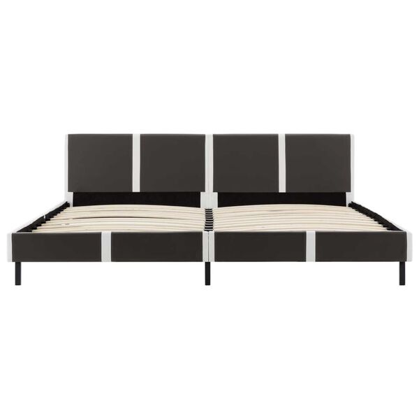 vidaXL Ł&oacute;żko z materacem, szaro-białe, ekosk&oacute;ra, 180 x 200 cm