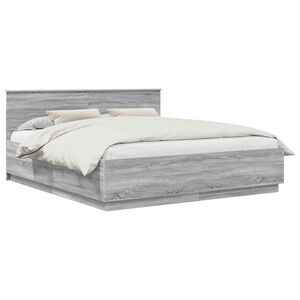 vidaXL Ramka ł&oacute;żka Szary Sonoma 200 x 200 cm Drewno inżynieryjne
