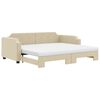 vidaXL Sofa rozsuwana z materacami, kremowa, 90x200 cm, tkanina