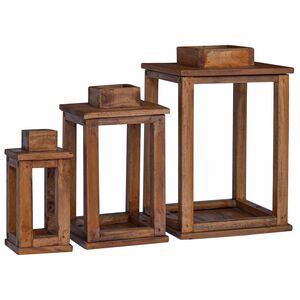 vidaXL Latarnia 3 szt. naturalny 30 x 30 x 44 cm Drewno mahoniowe