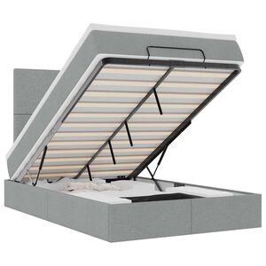 vidaXL Rama ł&oacute;żka otomana z materacem, jasnoszara, 120x200 cm, tkanina