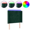 vidaXL Zagł&oacute;wek do ł&oacute;żka z LED, ciemnozielony 83x16x118/128 cm aksamit