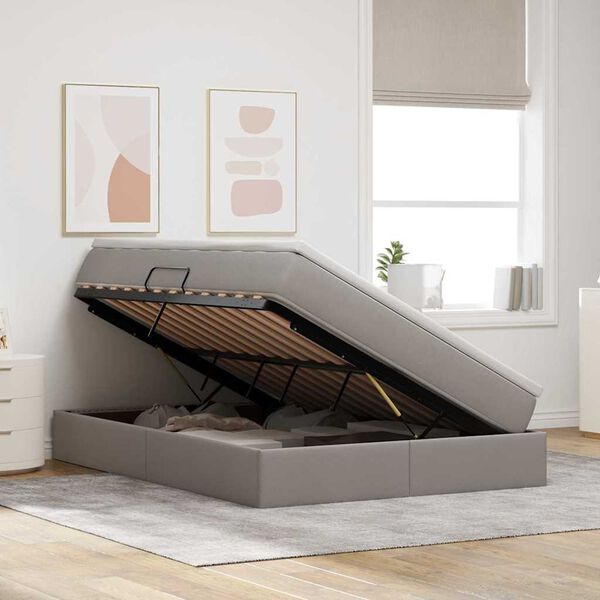 vidaXL Ł&oacute;żko z miejscem na przechowywanie i materacem Ciemnoszary