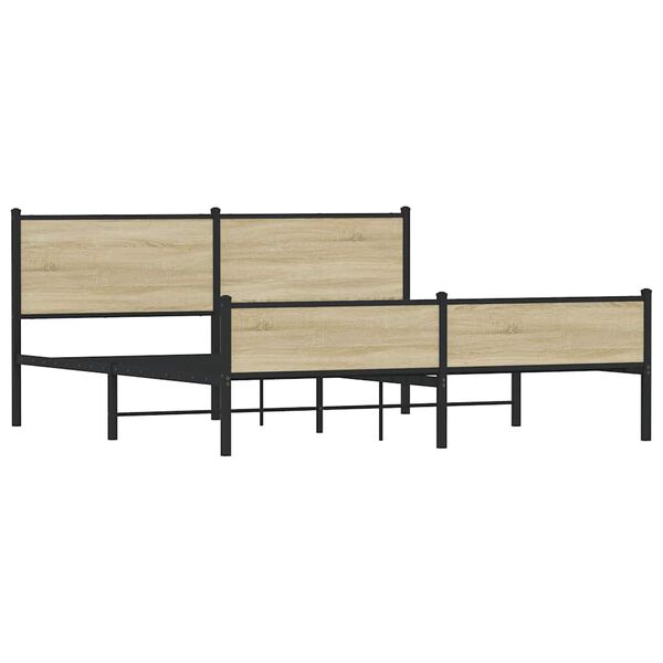 vidaXL Metalowa rama łóżka, bez materaca, dąb sonoma, 183x213 cm