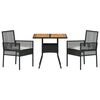 vidaXL Zestaw do jadalni w ogrodzie 3 pcs Czarny Polirattan