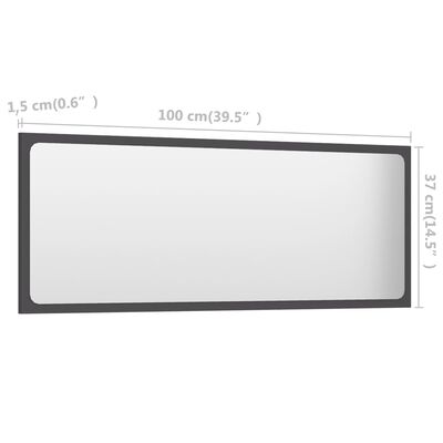 vidaXL Lustro łazienkowe, szare, 100x1,5x37 cm, płyta wiórowa
