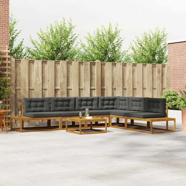 vidaXL Zestaw sof na zewnątrz 7 Sztuka Naturalny i Antracytowy