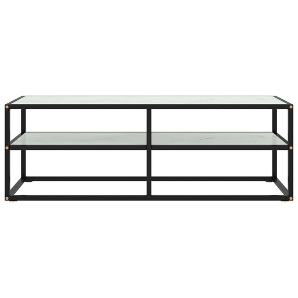 vidaXL Szafka pod telewizor, czarna z marmurowym szkłem, 120x40x40 cm