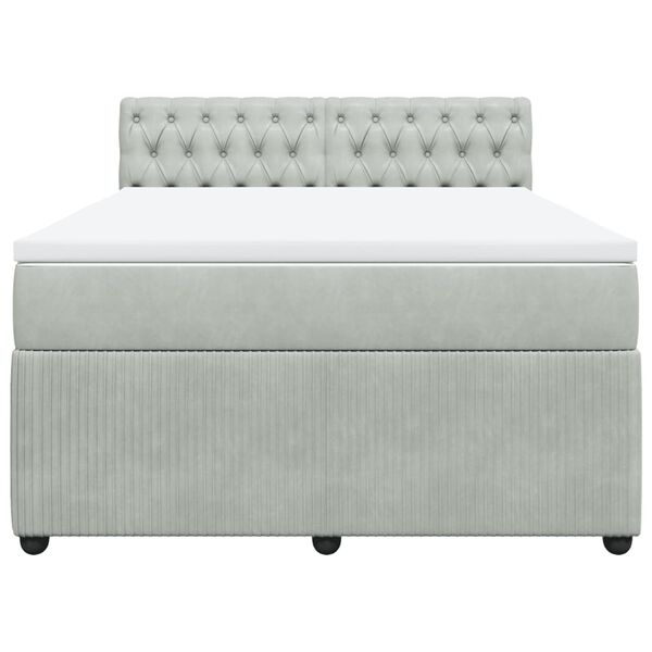 vidaXL Ł&oacute;żko kontynentalne z materacem, jasnoszare, aksamit, 140x190cm