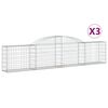 vidaXL Kosze gabionowe, 3 szt., 300x30x60/80 cm, galwanizowane żelazo