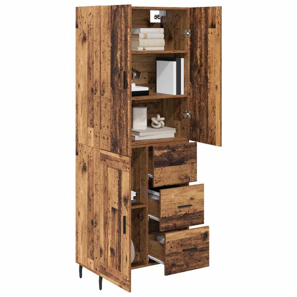 vidaXL Highboard 2 pcs Stare drewno Drewno inżynieryjne i szkło