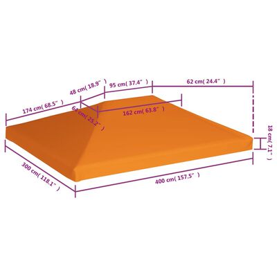 vidaXL Zadaszenie altany ogrodowej, 310 g/m², 4 x 3 m, pomarańczowe