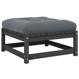 vidaXL Podn&oacute;żek ogrodowy z poduszką, szary, lite drewno sosnowe