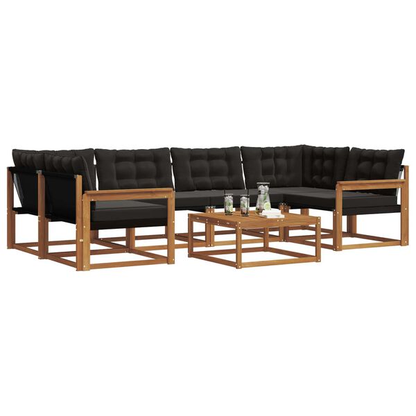 vidaXL Zestaw sof na zewnątrz z poduszką 7 pcs Naturalny i czarny