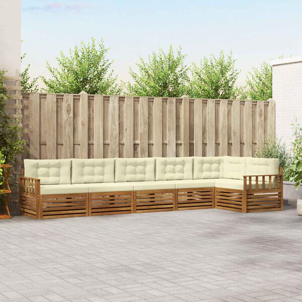 vidaXL Zestaw sof na zewnątrz z poduszką 6 pcs Naturalny i Kremowy