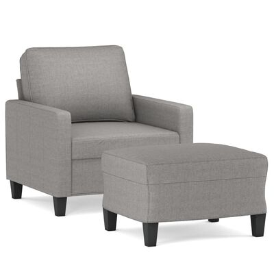 vidaXL Fotel z podnóżkiem, jasnoszary, 60 cm, obity tkaniną