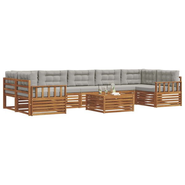 vidaXL Zestaw sof na zewnątrz z poduszką 8 pcs Naturalny i Jasny Szary