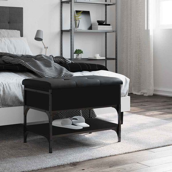 vidaXL Ławka na buty, czarna, 62x42x45 cm, materiał drewnopochodny