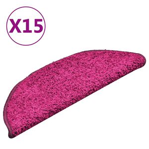 vidaXL Maty na schody 15 szt. 56x17x3 cm r&oacute;żowe p&oacute;łokrągłe