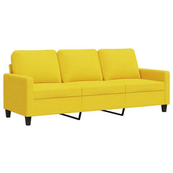 vidaXL Sofa 3-osobowa, jasnoż&oacute;łta, 180 cm, tapicerowana tkaniną