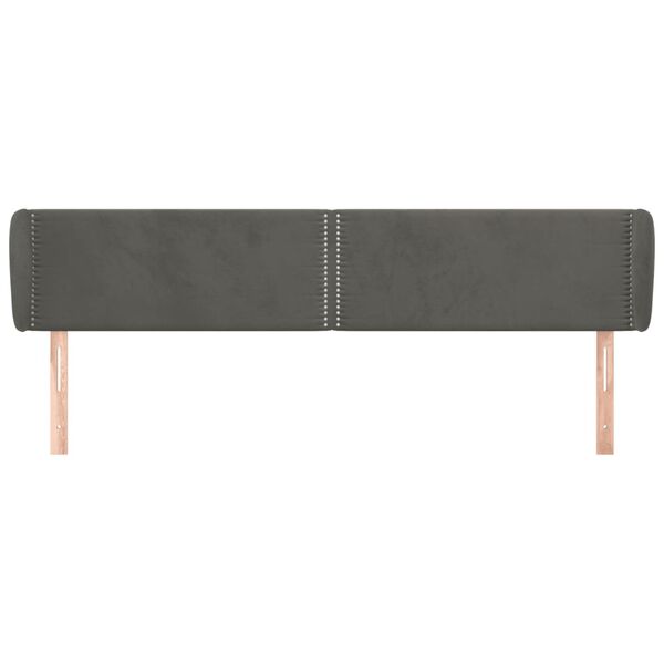 vidaXL Zagł&oacute;wek uszak, ciemnoszary, 183x23x78/88 cm, aksamitny