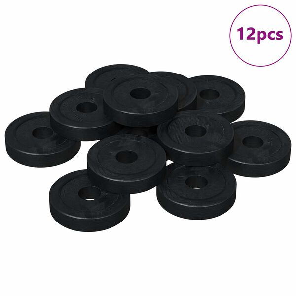 vidaXL odpowiedni do podkładki płaskiej 12 pcs Czarny &empty;15 x 3 mm
