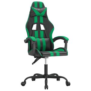 vidaXL Obrotowy fotel gamingowy, czarno-zielony, sztuczna sk&oacute;ra