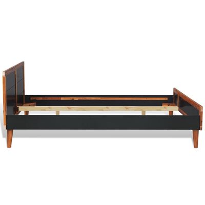 vidaXL Rama łóżka, czarna, lite drewno akacjowe, 140 x 200 cm