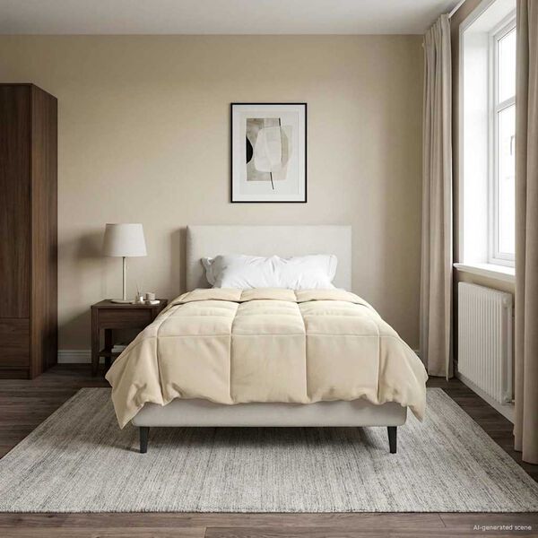 vidaXL Kołdra na cały rok Kwiłtowany Kremowy 135 x 200 cm Mikrofibra