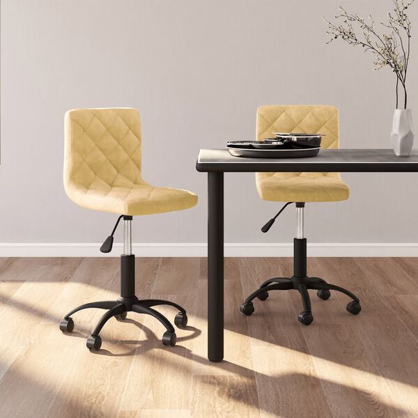 vidaXL Obrotowe krzesła stołowe, 2 szt., kremowe, aksamitne