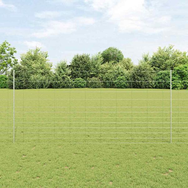 vidaXL Ogrodzenie z słupkiem Srebrny 1,4 x 25 m Stal