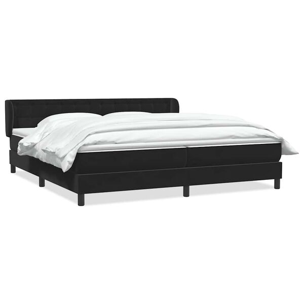 vidaXL Ł&oacute;żko typu Box Spring z materacami Czarny 180x210 cm Aksamit