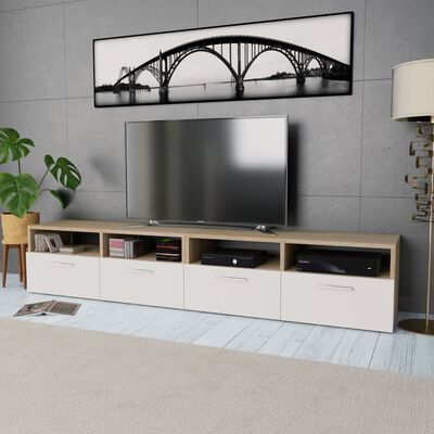 vidaXL 2 szafki pod TV, płyta wiórowa, 95x35x36 cm, dębowe i białe